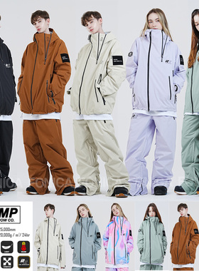 2526ROMP韩国滑雪服衣男女款单板双板防水连帽开衫套装紫色棕色