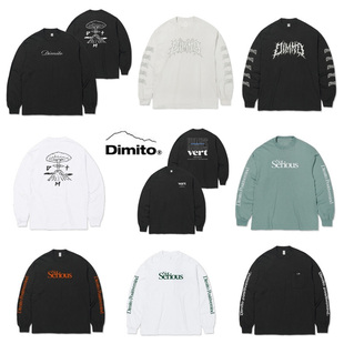 24DIMITO韩国长款滑雪卫衣打底衫翻领男女款单板双板白色黑色套头