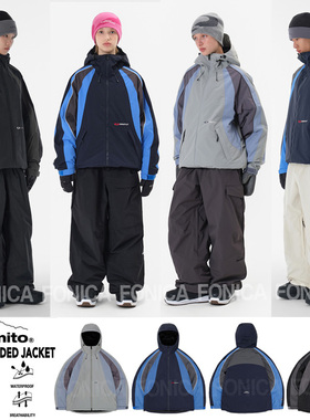 2526DIMITO韩国滑雪服单板双板男女款防水防风宽松开衫WAVE蓝色2L