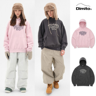 24DIMITO韩国长款滑雪卫衣打底衫连帽男女款单板双板卡其色套头