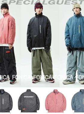 24SPECIALGUEST滑雪服韩国防水男女款单板冲锋衣粉色滑雪衣立领V2