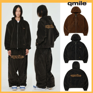 2526QMILE韩国滑雪服衣卫衣防风耐磨男女款单板拉链连帽黑色棕色