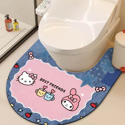 美乐蒂Kitty浴室马桶u型垫脚踏垫卫生间吸水厕所门口卫生间地垫