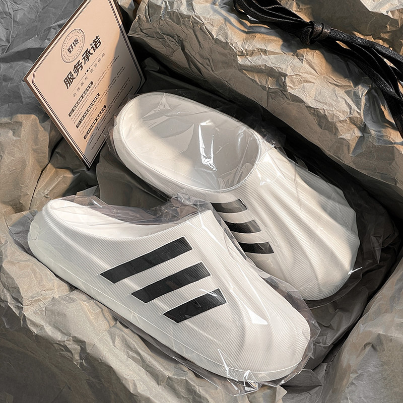 三杠贝壳头包头拖鞋女2026新款夏季一脚蹬外穿厚底防滑时尚半拖女