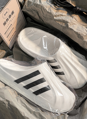 三杠贝壳头包头拖鞋女2025新款夏季一脚蹬外穿厚底防滑时尚半拖女