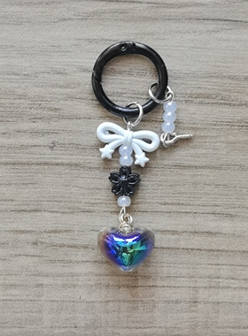 新款爱心花花蝴蝶结手工DIY手作羊角钉提溜钥匙扣手机挂包挂