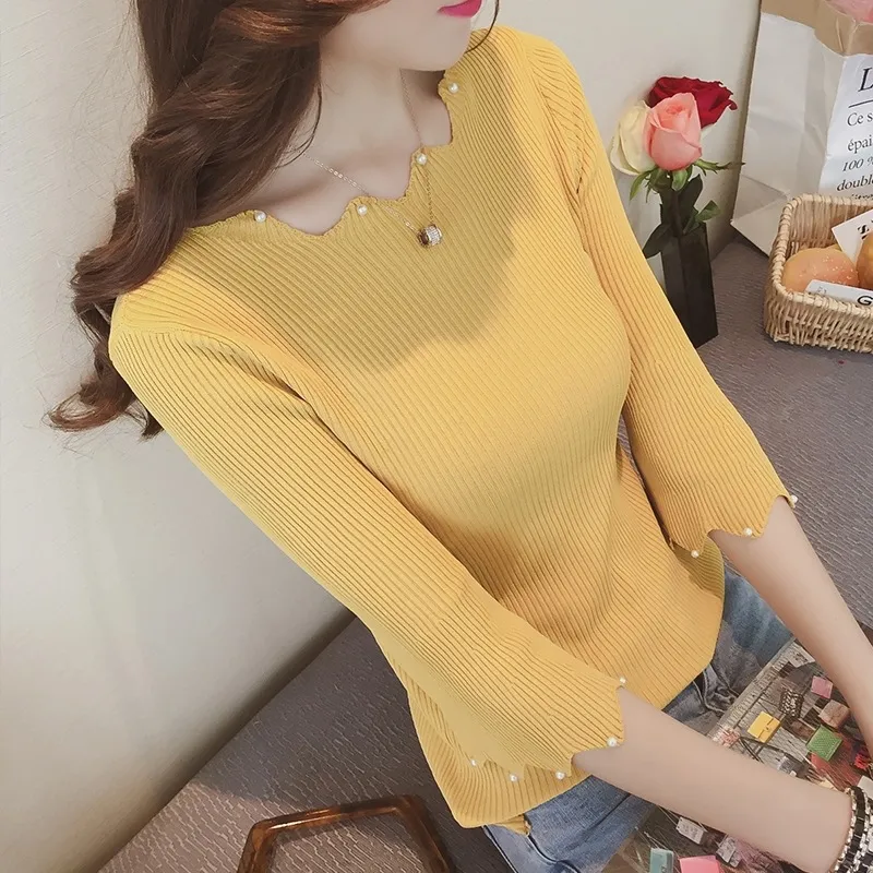 短款喇叭中袖薄毛衣女装2025春夏款韩版五分袖修身显瘦打底针织衫