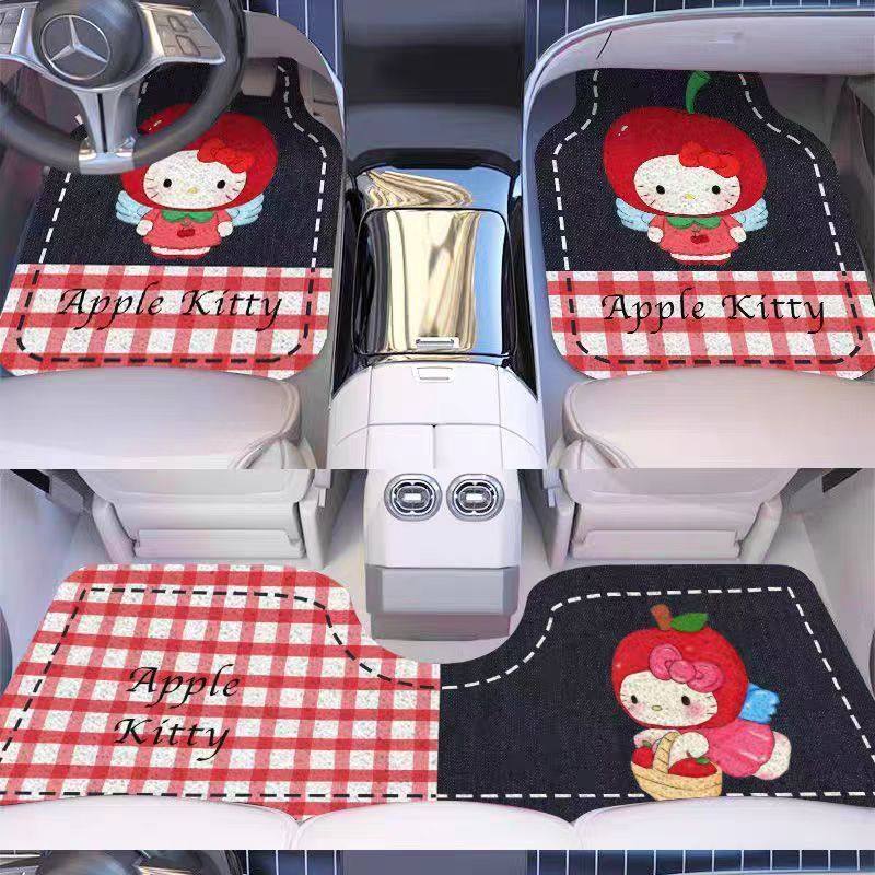 可爱卡通凯蒂小新水晶绒汽车脚垫通用型后排耐磨耐脏易打理垫子,居家布艺,家用脚垫,淘宝优惠券,粉丝福利购,淘宝优惠卷