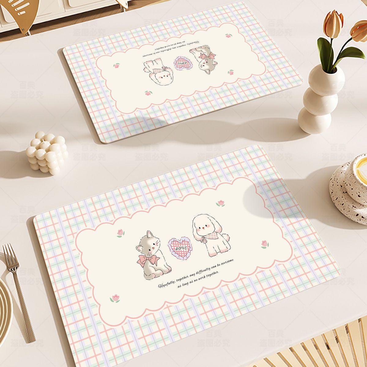 茶杯猫咪餐垫隔热桌面垫防水薄皮