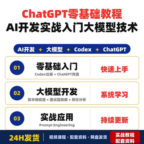 ChatGPT+Codex零基础教程全套AI开发实战入门到精通大模型技术