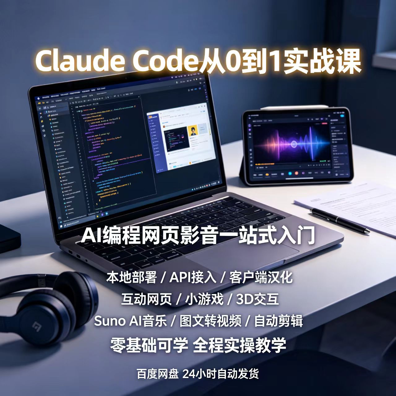 Claude Code从0到1实战课，AI编程、网页开发、AI影音设计一站式图片