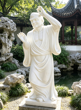 石雕十八罗汉佛像汉白玉降龙伏虎