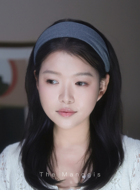 Manggis柔境 绒面软糯糯宽边发箍高颅顶加宽头箍纯色极简压发发带