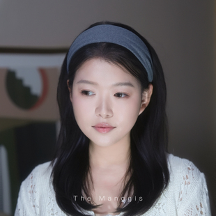 Manggis柔境 绒面软糯糯宽边发箍高颅顶加宽头箍纯色极简压发发带