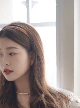 Manggis学院少女 法式复古手工封制pu皮质细发箍头箍皮革防滑发饰