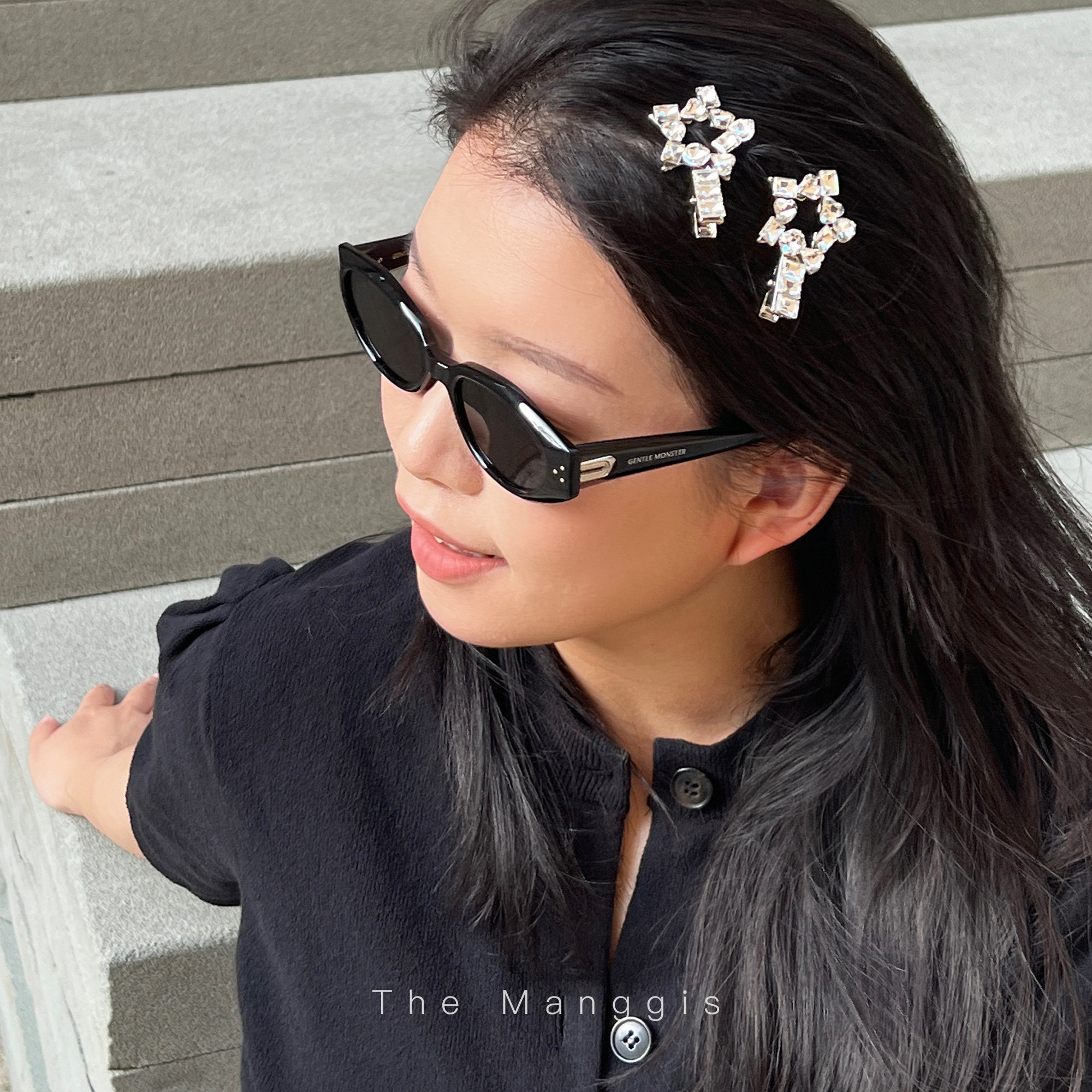 甜酷镂空星星刘海夹水钻鸭嘴夹