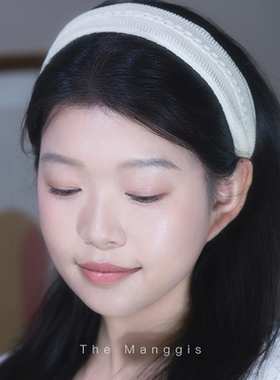 Manggis春漾织梦 针织复古宽边发箍度假搭配纯色编织麻花头箍发带