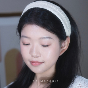 Manggis春漾织梦 针织复古宽边发箍度假搭配纯色编织麻花头箍发带