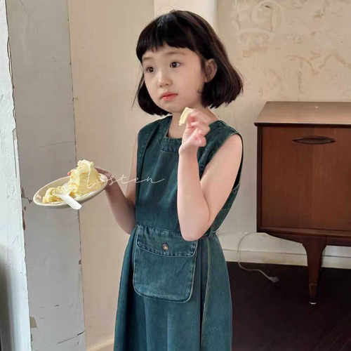 女童牛仔裙子韩国版2024夏季新款洋气休闲背心裙女宝宝公主连衣裙
