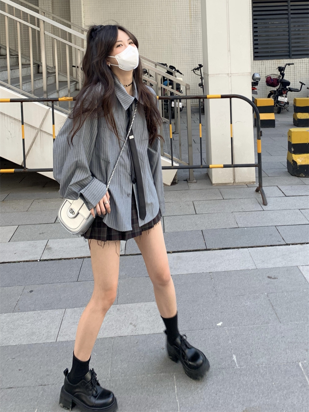 thumbnail for The Korean version of the striped shirt women's spring new design sense is niche, loose and lazy, layered with a long-sleeved sunscreen shirt jacket