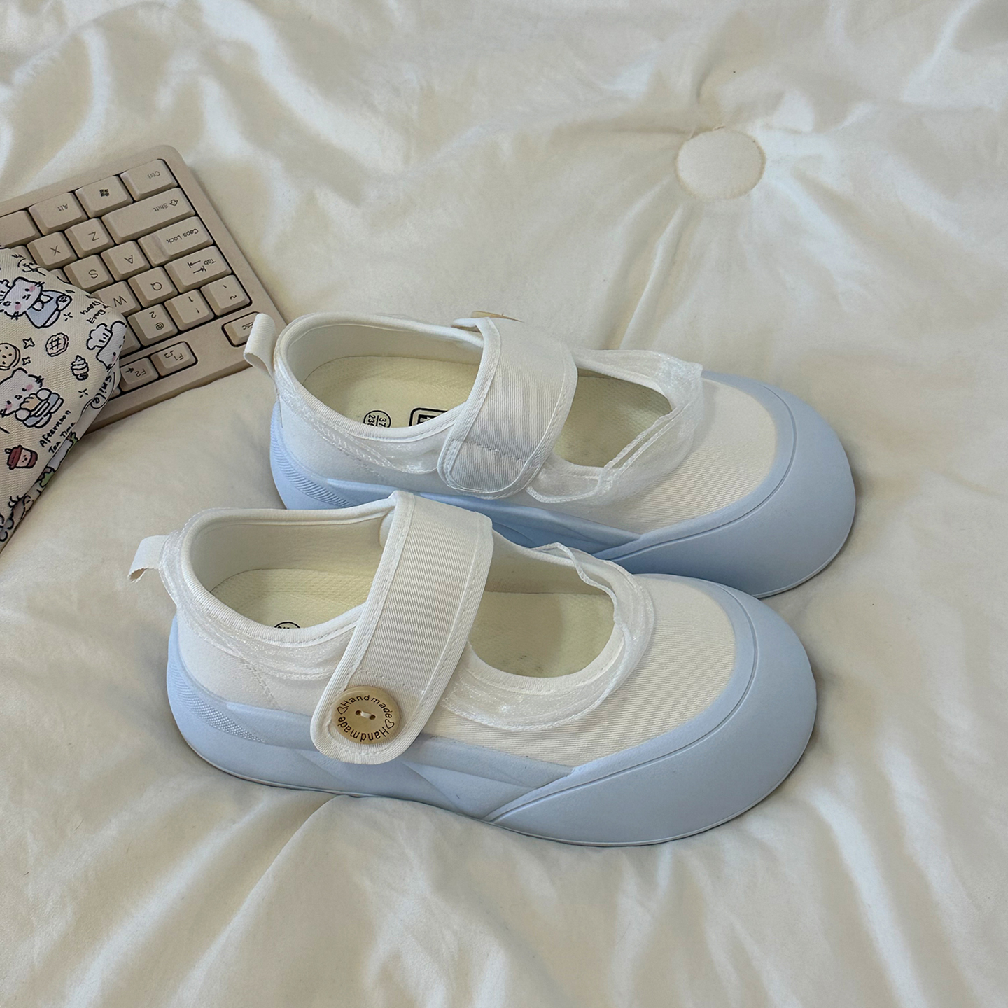 帆布玛丽珍鞋女夏季仙女蕾丝单鞋