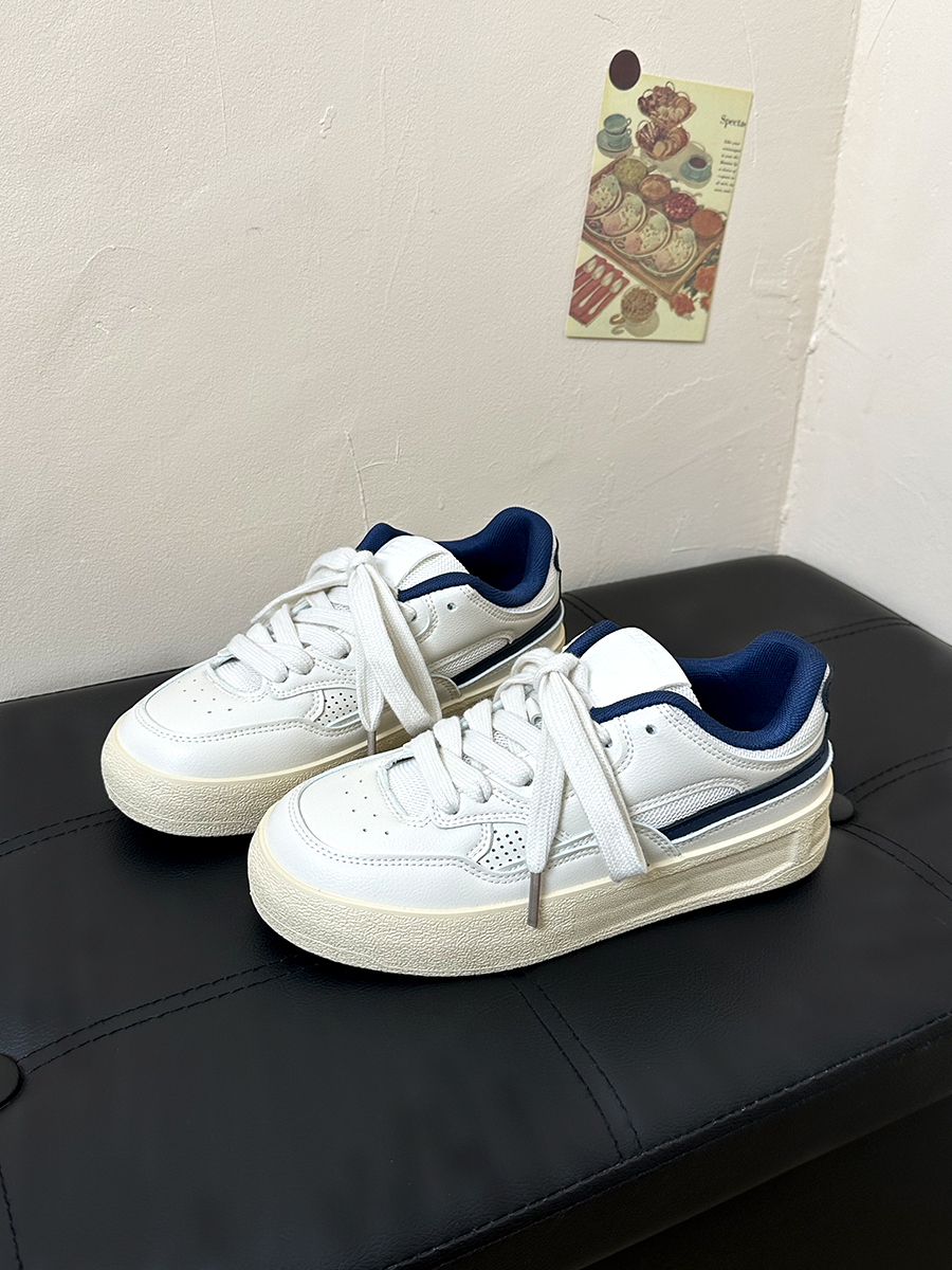 单鞋韩系厚底复古百搭小白鞋