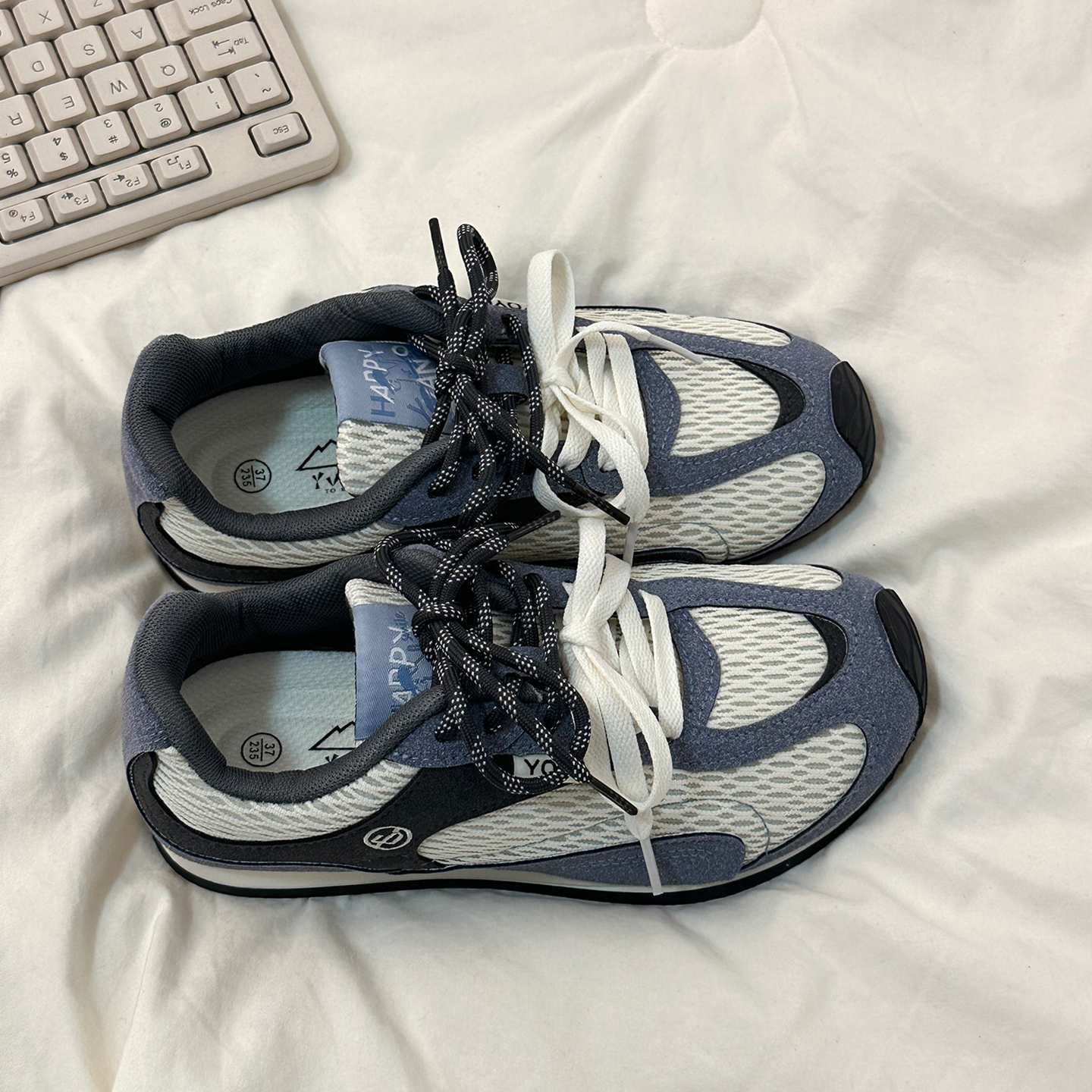 复古运动鞋女学生透气网面小白鞋