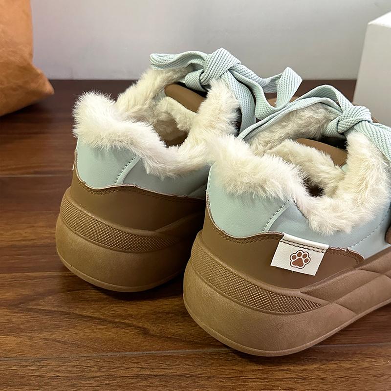 保暖二棉鞋爆改厚底长毛毛绒可爱