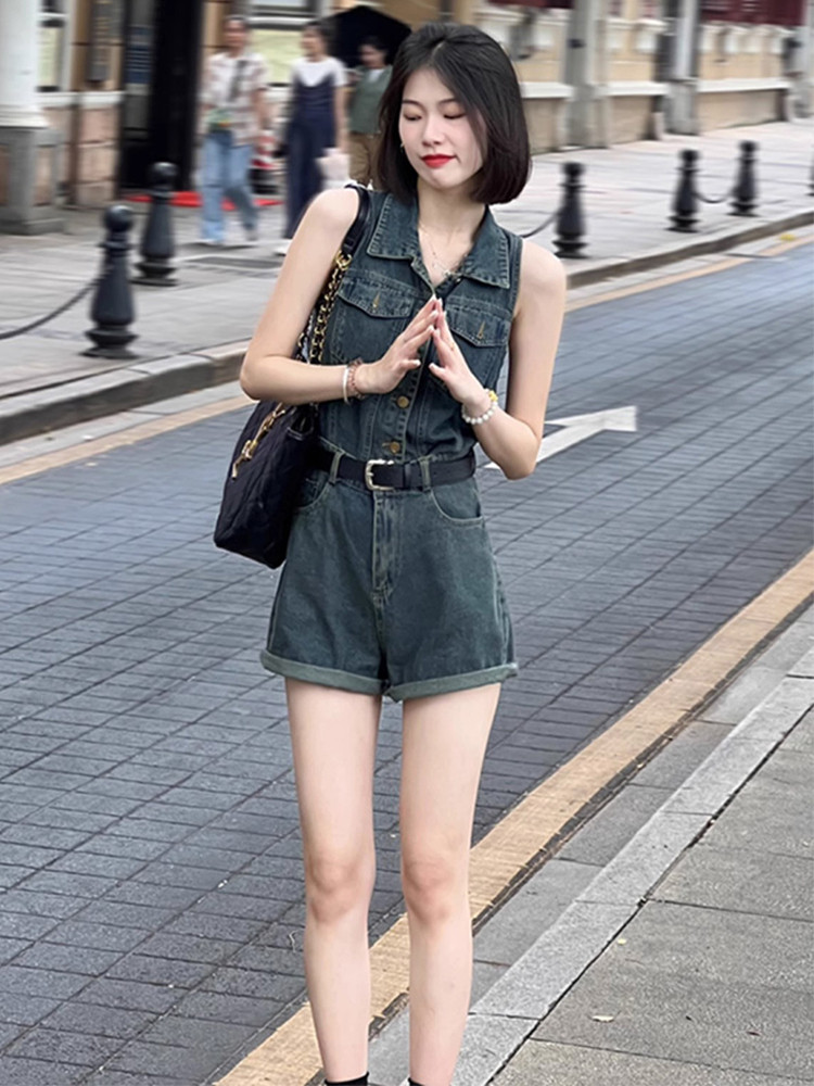 전문 카우보이 솔트 스타일 온화하고 성숙한 섹시한 소녀 투피스 세트[짧고 작은 사람들이 여성을 위한 완전한 세트 착용 여름 2024 새로운 스타일]