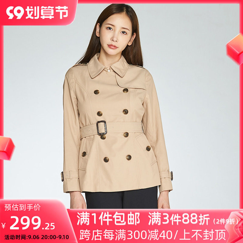 【断码XL】艾格2022新款春秋休闲个性潮搭中长款风衣外套W202