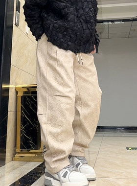 摸着像马毛加厚锥子休闲裤男宽松冬季抗风保暖拼接三色百搭长裤子
