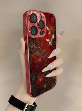 富贵同春适用苹果17promax手机壳新年款iPhone16pro套15plus红色喜庆ip13pm硅胶防摔12por全包11p带挂绳14女