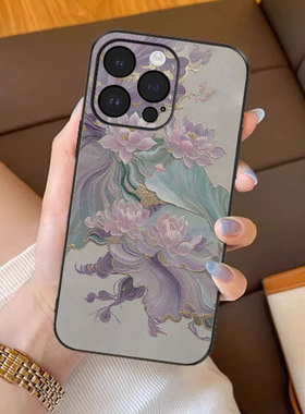 西子莲花适用iPhone17苹果16promax手机壳新款15pro保护套14plus中国风复古ip13pm硅胶防摔12por全包11p女款