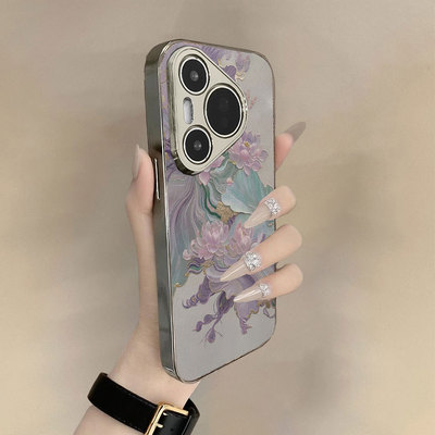 西子莲花适用华为pura80pro手机壳70新款p70ultra中国风p60女款p50高级感p40带p30pro支架50电镀mate60小众40