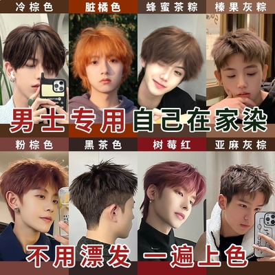 染发剂膏男士专用亚麻奶茶黑灰棕色粉冷棕色自己在家染发不用免漂