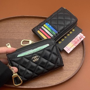 真皮鱼子酱L型拉链卡包钱包女新款 真皮钥匙扣证件收纳小巧小香风