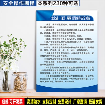 危化品一油漆、稀释剂等储存安全视定 标识贴纸 警示牌 PVC标志牌