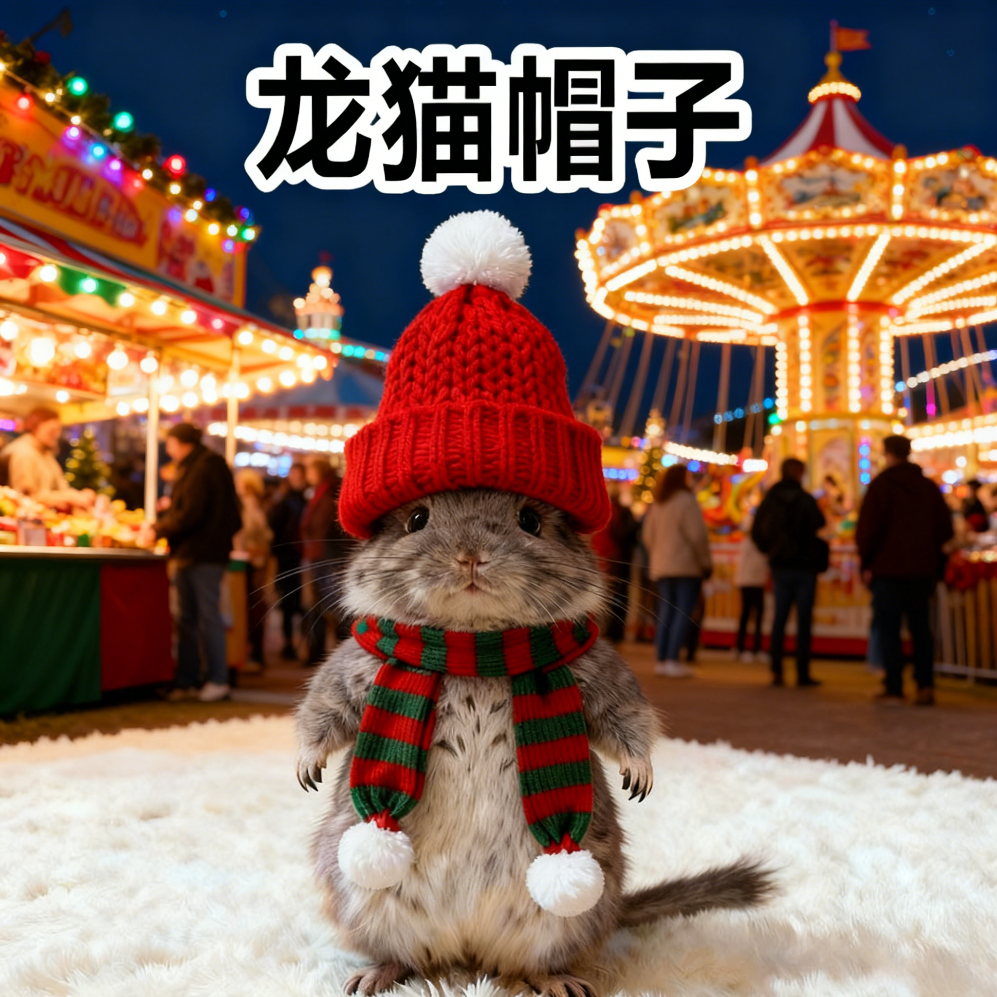 龙猫专用毛绒保暖帽子圣诞拍照