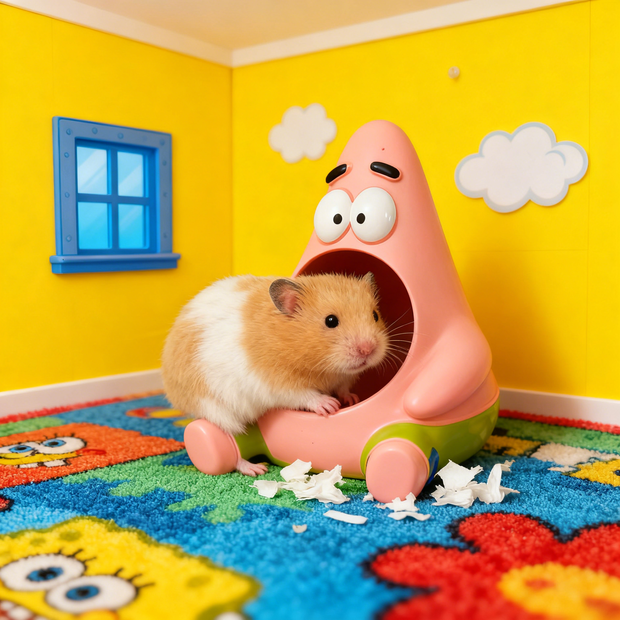 仓鼠防翻防溅食盆金丝熊松鼠刺猬