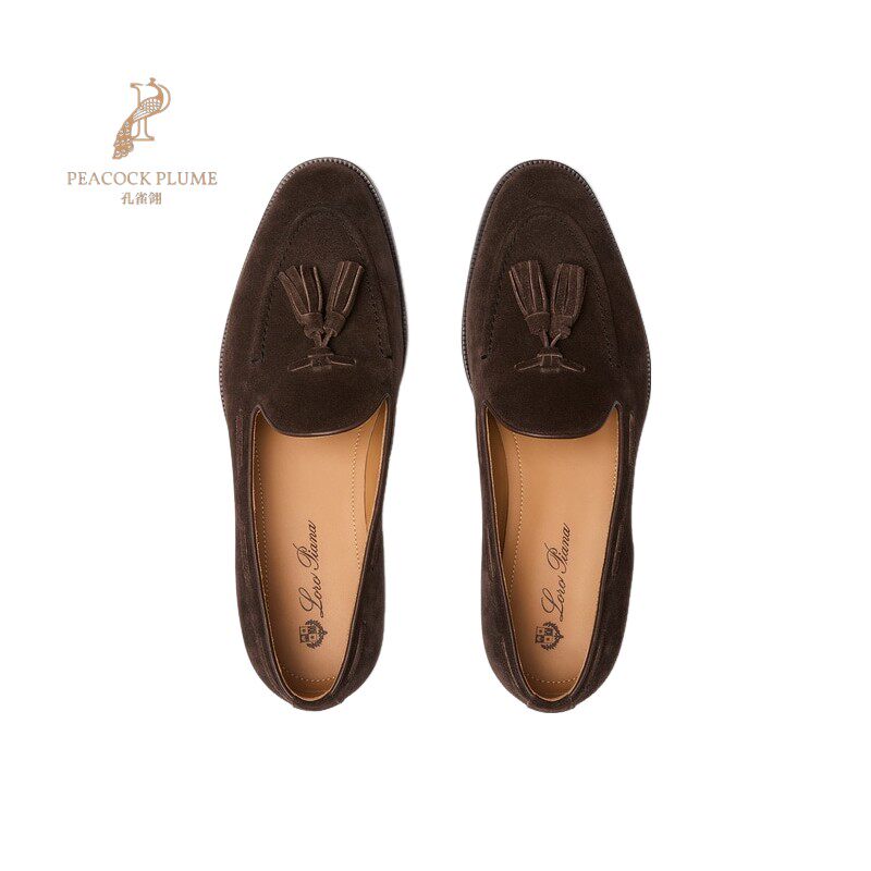 LoroPiana/诺悠翩雅男士莫卡辛休闲鞋麂皮小牛皮饰流苏新款