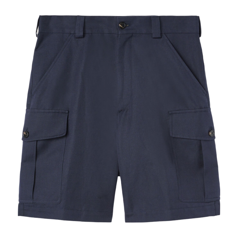 Loro Piana/诺悠翩雅男裤棉麻混纺海军蓝色舒适休闲短裤