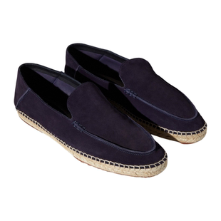 Loro 诺悠翩雅男鞋 深蓝色绒面牛皮革低帮休闲运动鞋 Piana