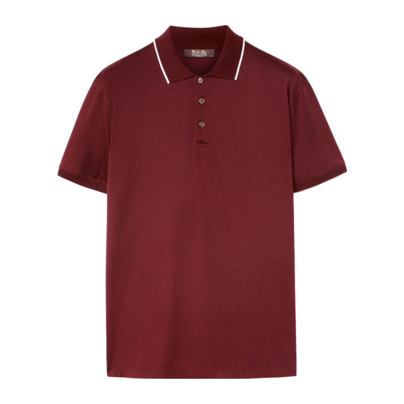 Loro Piana/诺悠翩雅男装红墨水色羊毛马球领polo上衣