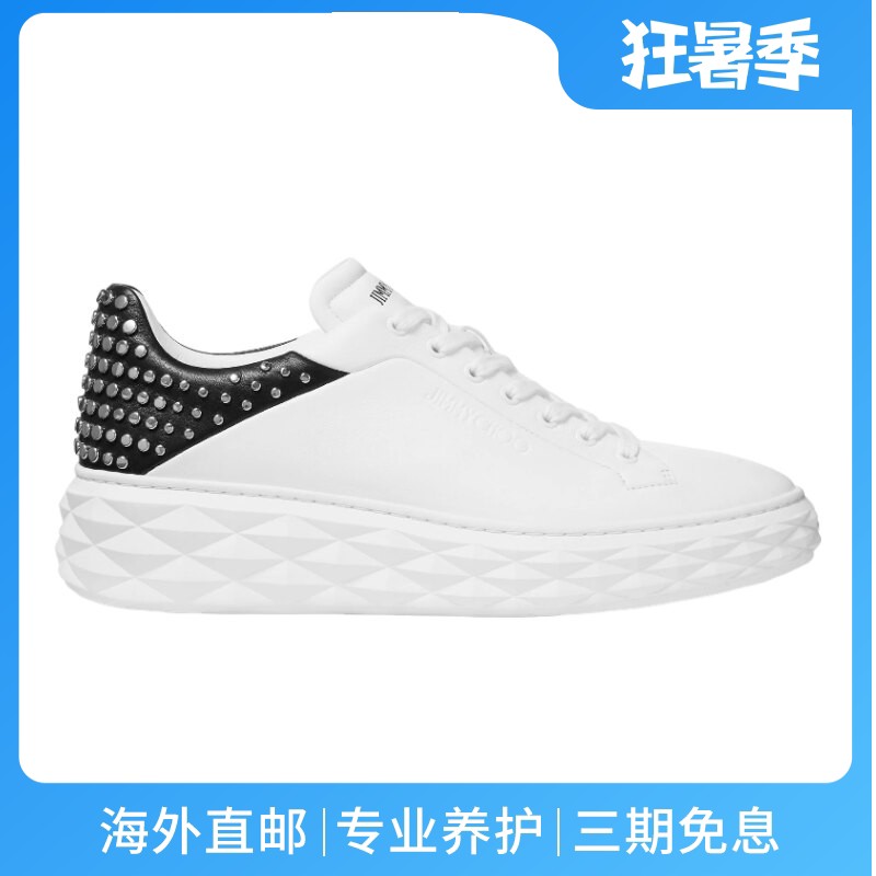 JimmyChoo/周仰杰男士休闲鞋纳帕皮革扁平铆钉钻石纹鞋底新款