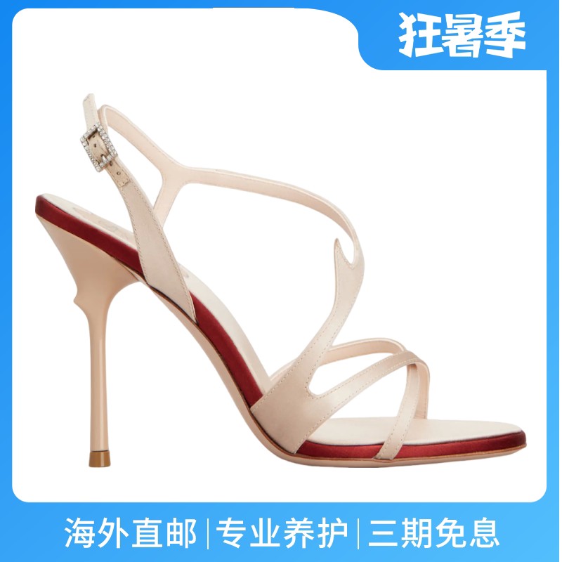 RogerVivier/罗杰维维亚女士凉鞋缎面漆跟花卉饰后跟绑带新款
