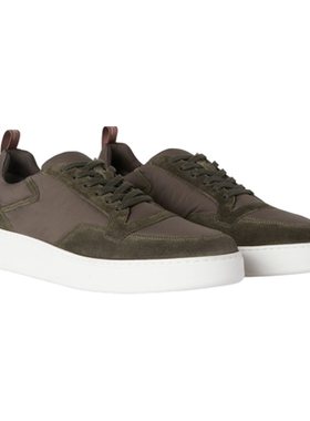 Loro Piana/诺悠翩雅男鞋古苍绿绒面革嵌片低帮休闲运动鞋