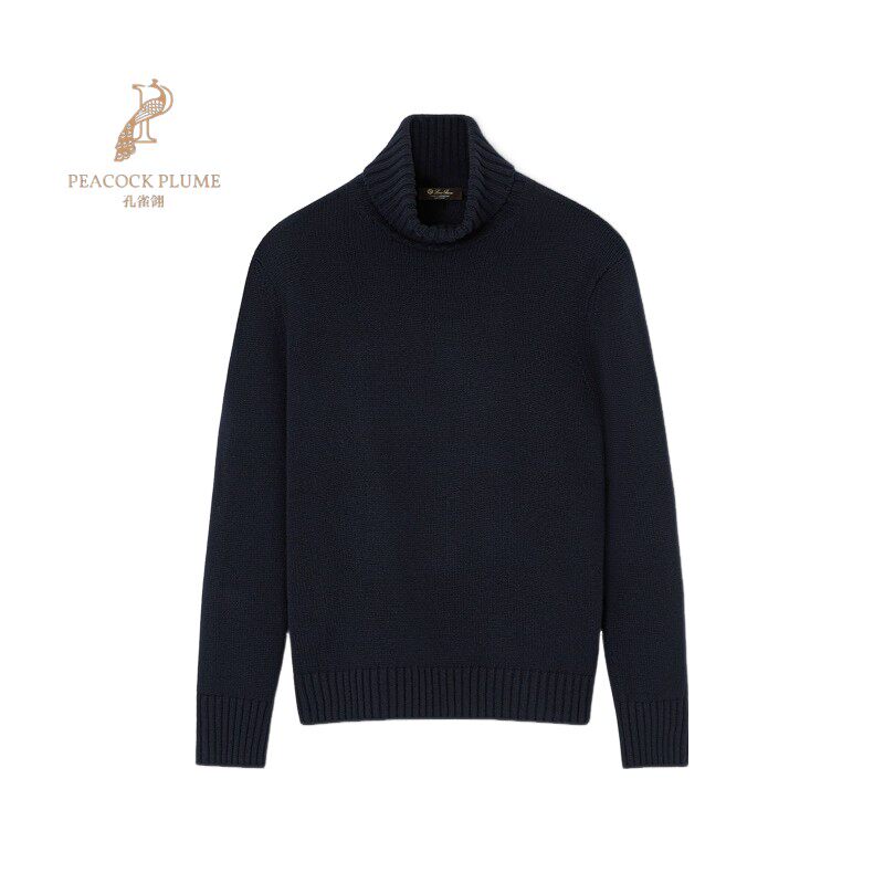 LoroPiana/诺悠翩雅男士针织衫高领简洁精致幼羊绒罗纹袖口新款