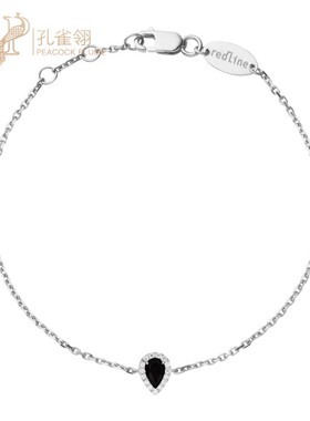 Redline/红绳女士0.07克拉水滴形钻石黑色玛瑙白金链制手链