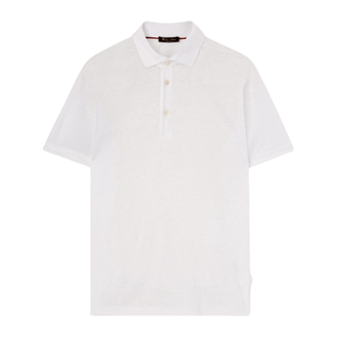 Loro Piana/诺悠翩雅男装亚麻针织修身经典米色polo衫上衣