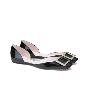 Roger Vivier/罗杰·维维亚RV女鞋漆皮方头Trompette 芭蕾舞鞋